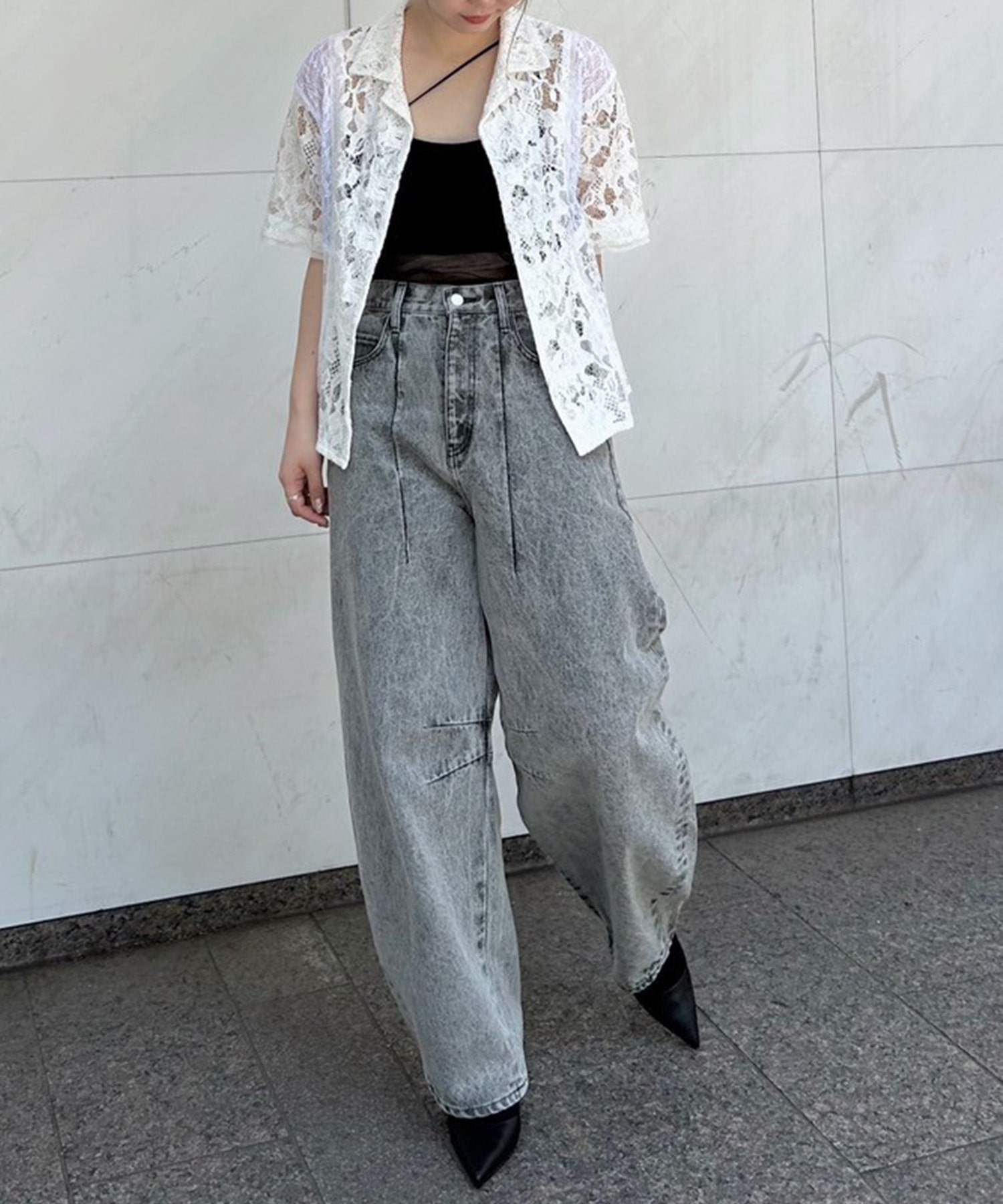 Open Collar Lace Shirts