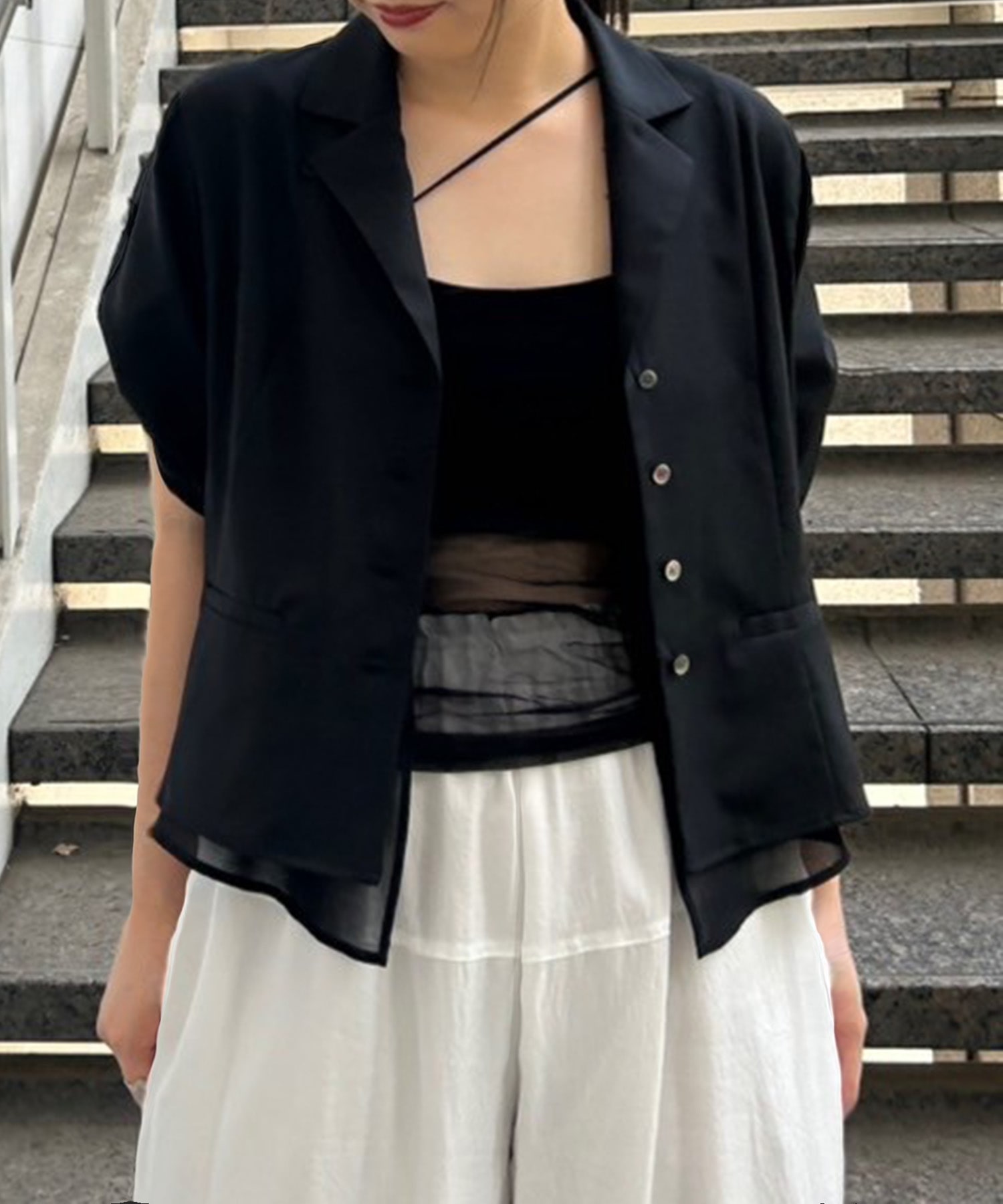 Open Collar Combi Shirts