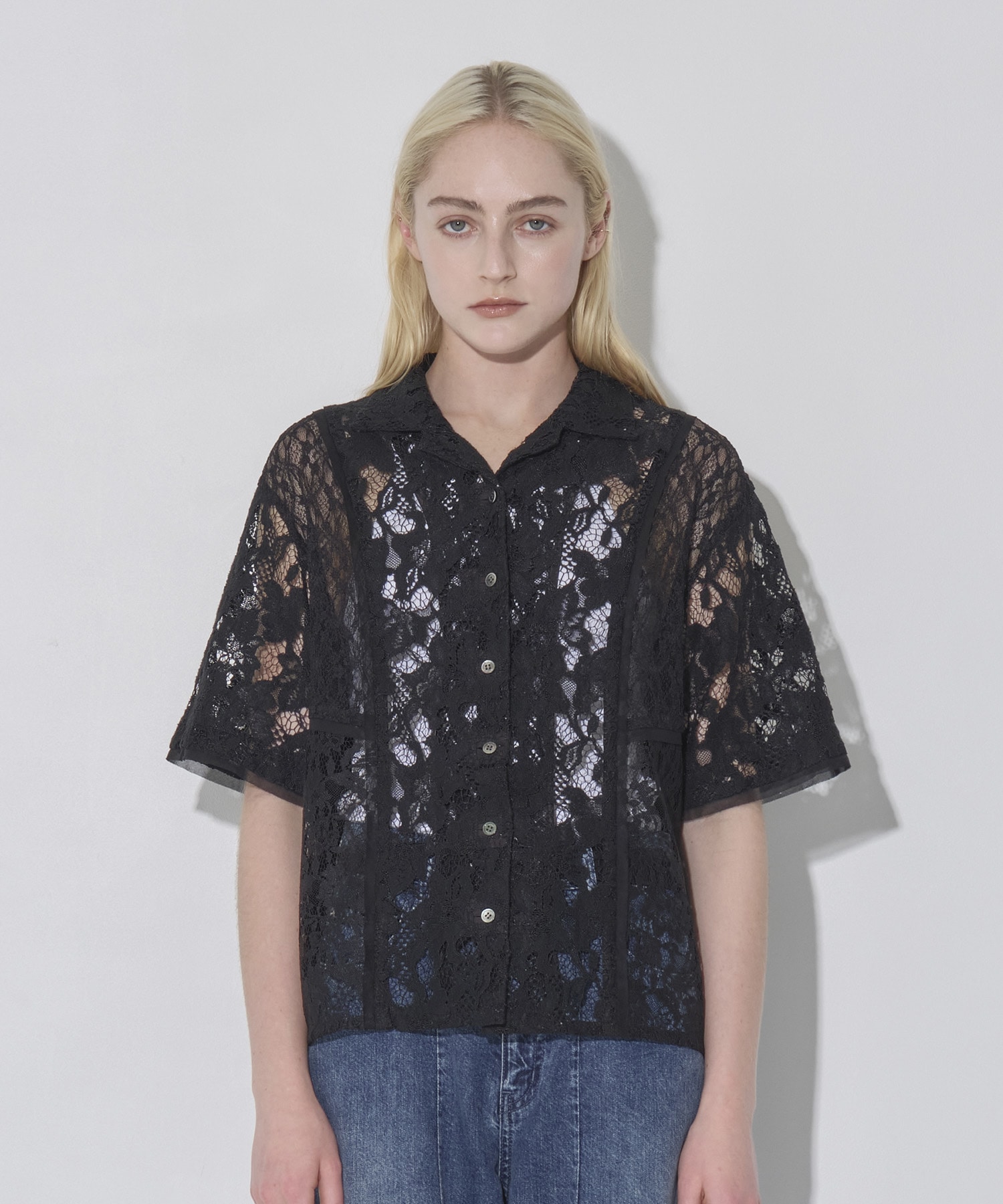 Open Collar Lace Shirts