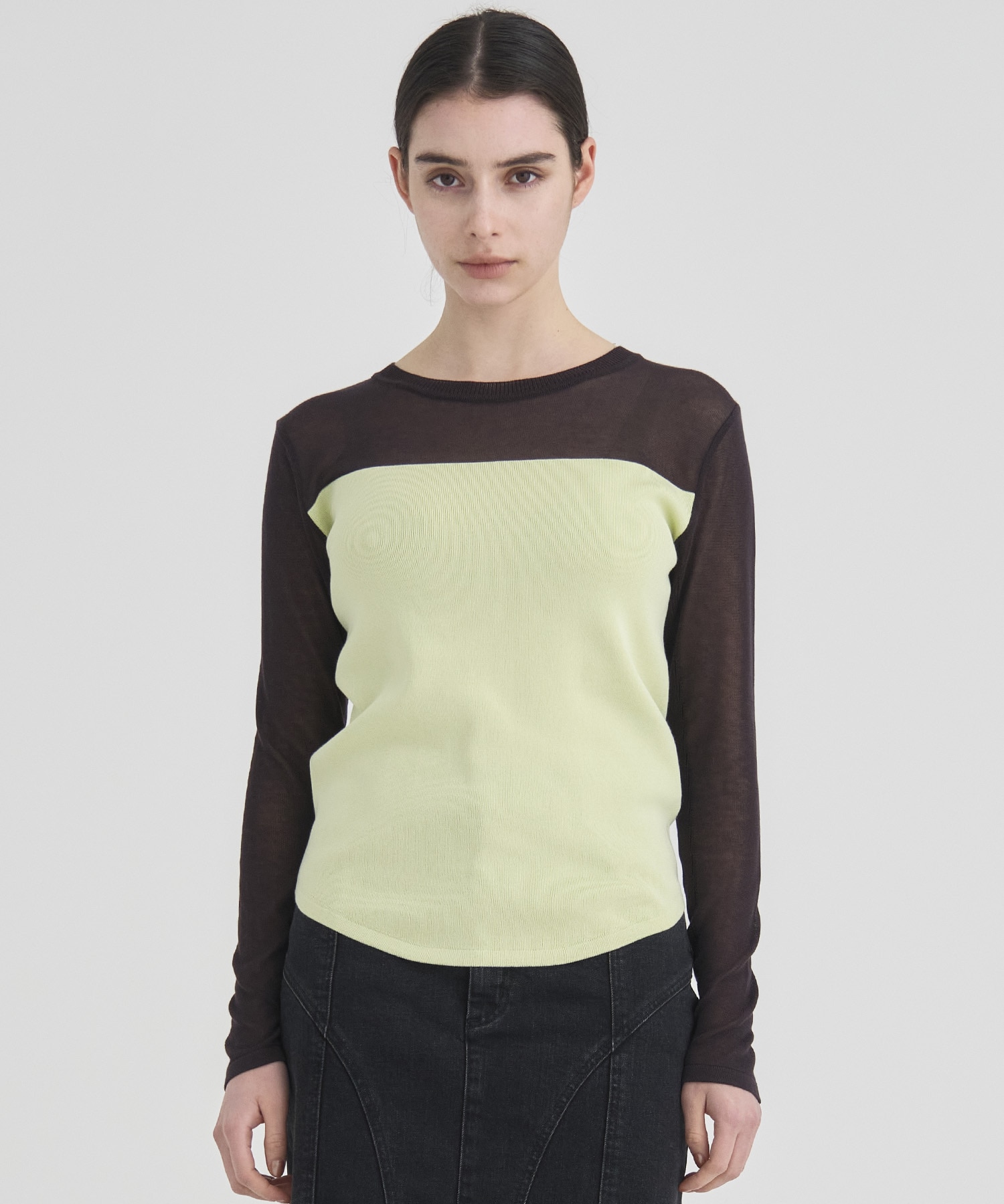 Sheer line Knit Tops