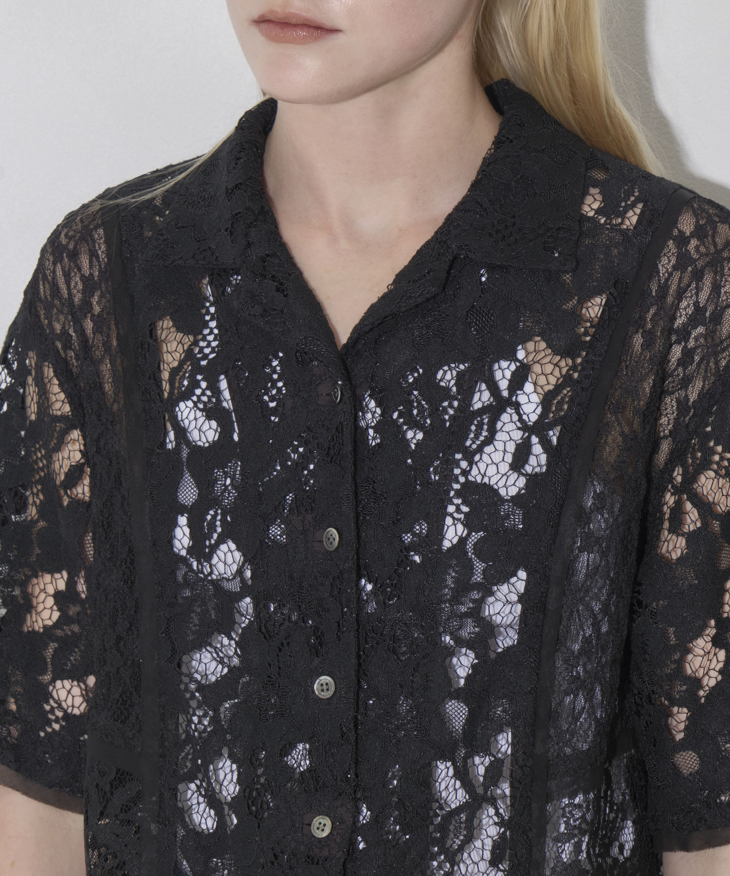 Open Collar Lace Shirts