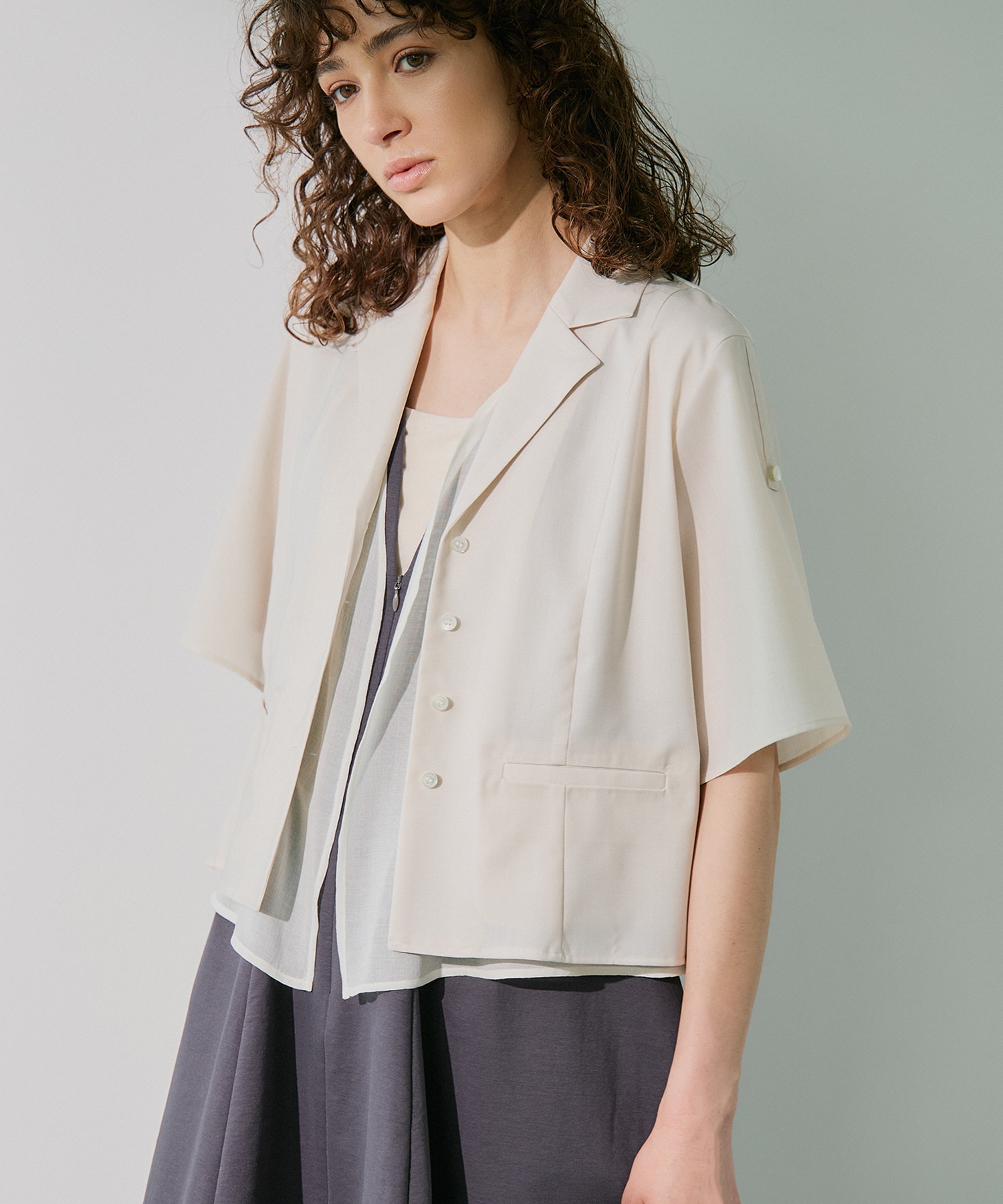 Open Collar Combi Shirts