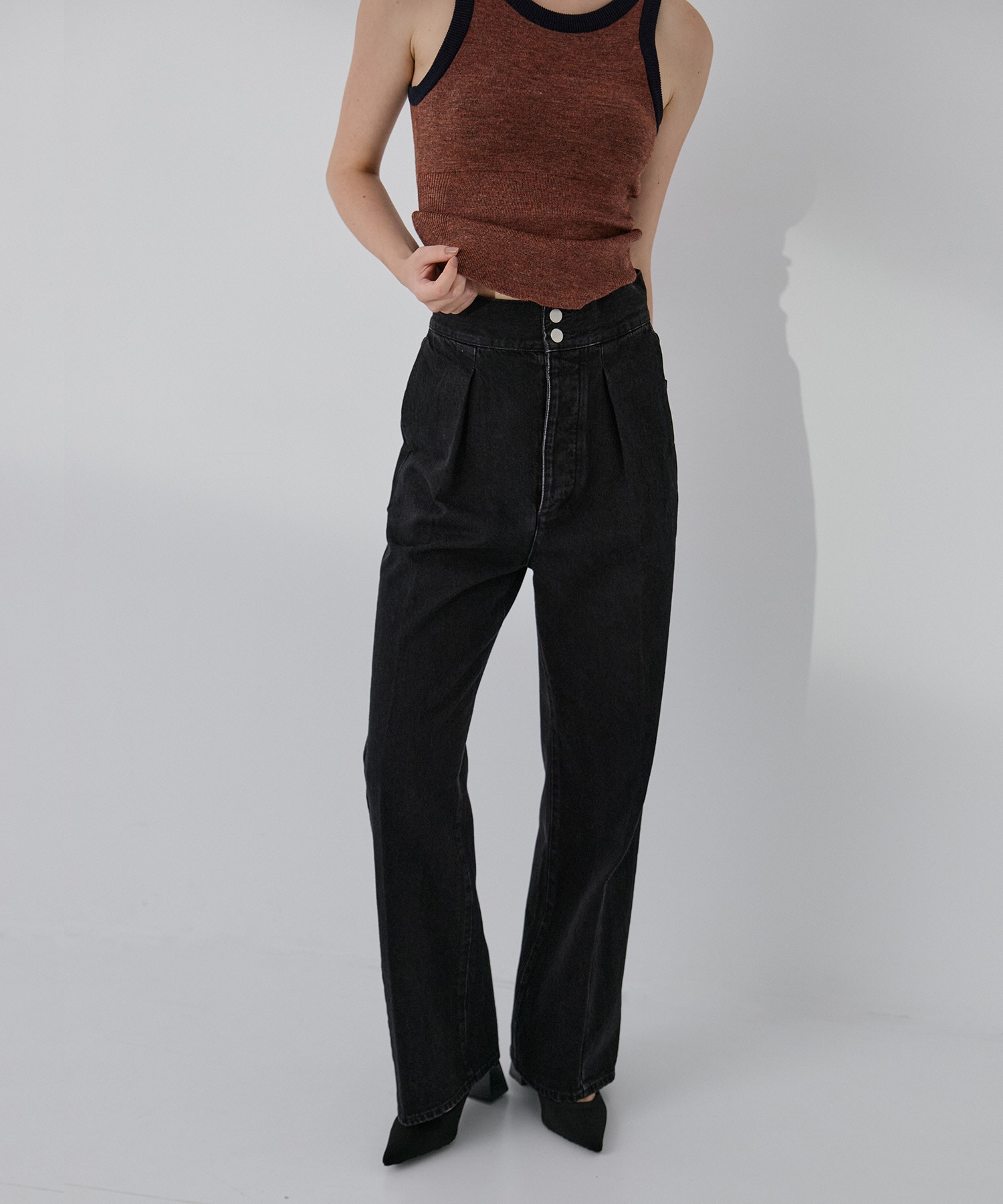 High Waist  Tack Denim