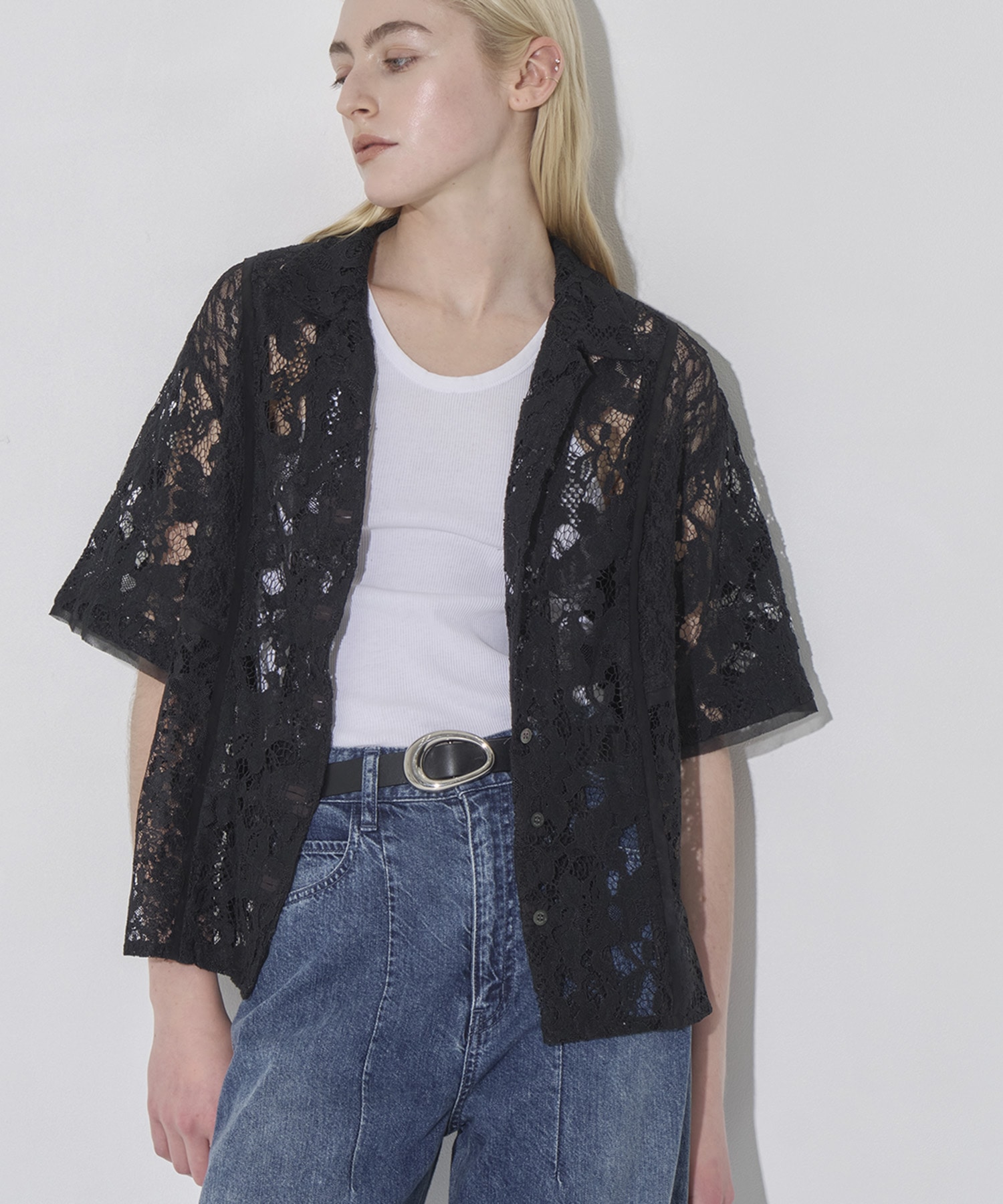 Open Collar Lace Shirts